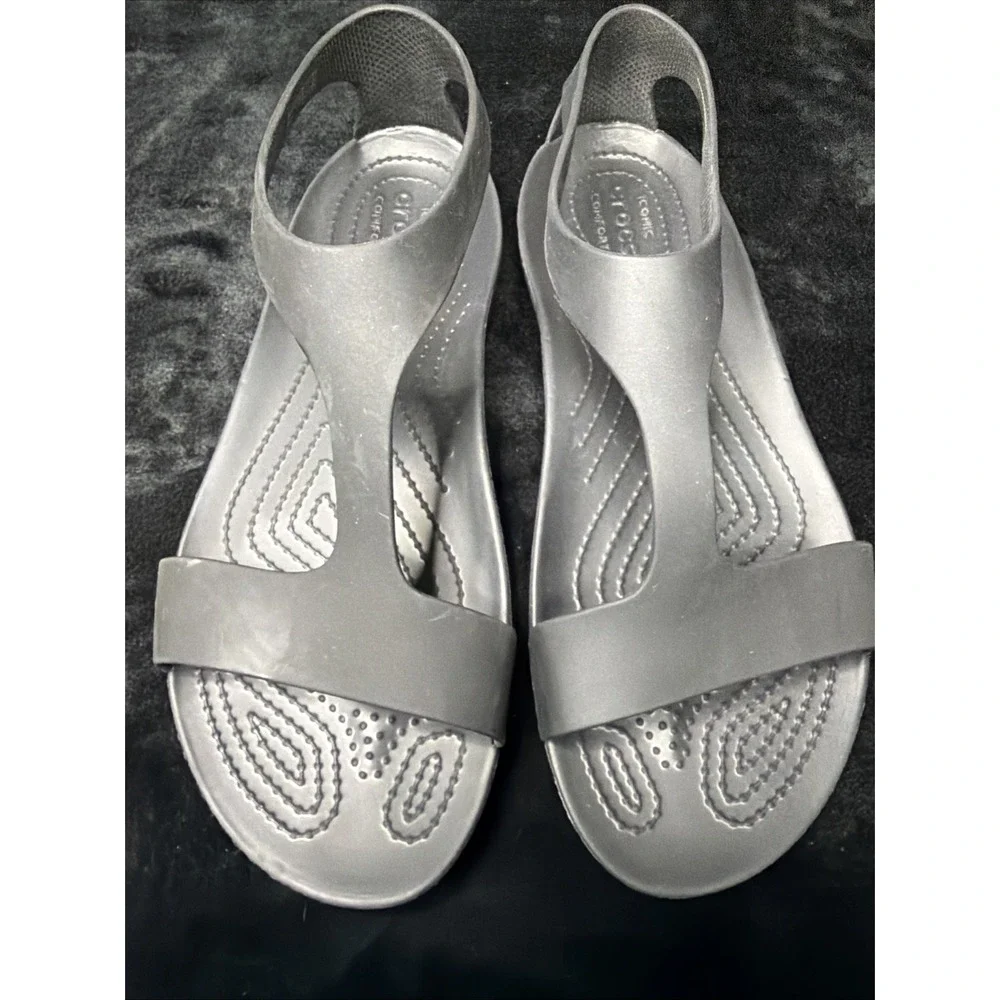 Crocs Serena Sandals Womens Size 10 Black Casual Comfort Walking Shoes